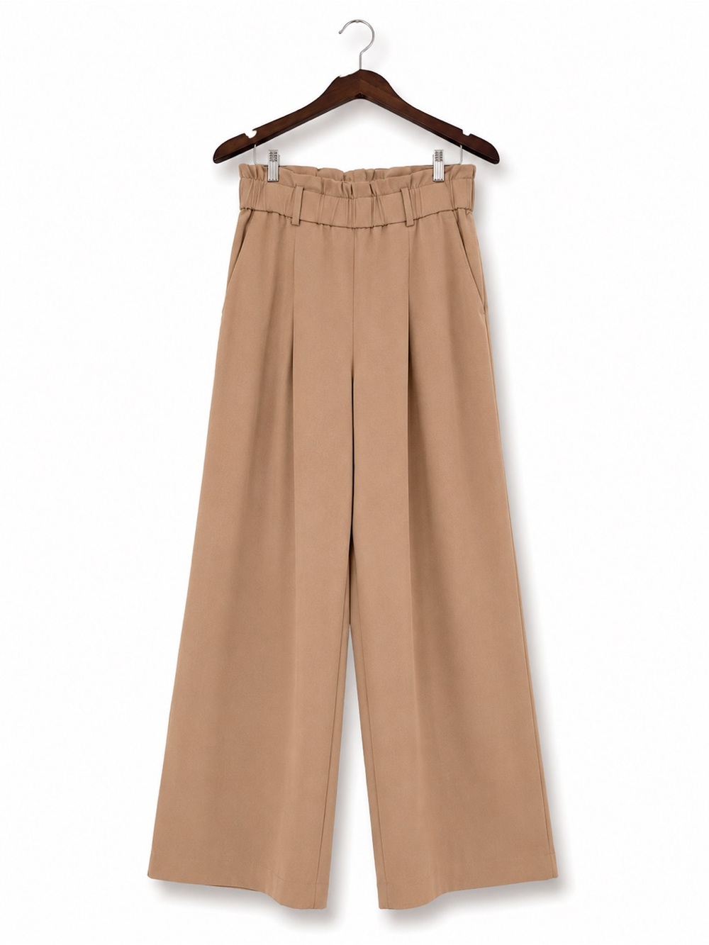 Ann Taylor Paperbag Waist Wide Leg Pants Small Tan Beige Pull On Pockets